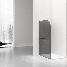 Inloopdouche Douchewand Curvy Zwart met rookglas 120cm 8mm veiligheidsglas met anti-kalk