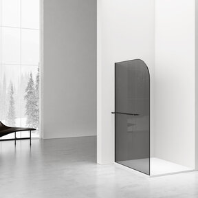 Inloopdouche Douchewand Curvy Zwart met rookglas 120cm 8mm veiligheidsglas met anti-kalk