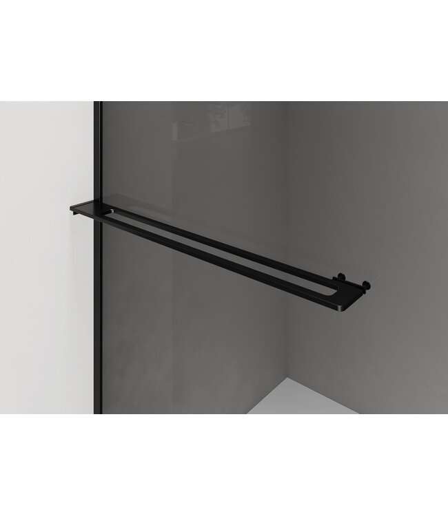 Inloopdouche Douchewand Curvy Zwart met rookglas 120cm 8mm veiligheidsglas met anti-kalk