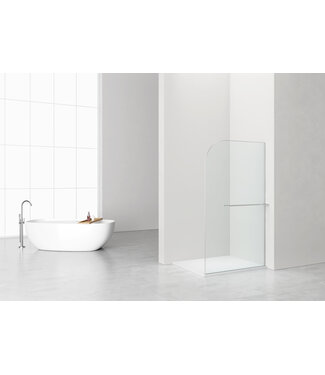ALONI Inloopdouche Douchewand Curvy Chroom met rookglas 120cm 8mm veiligheidsglas met anti-kalk