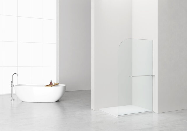 Inloopdouche Douchewand Curvy Chroom met rookglas 120cm 8mm veiligheidsglas met anti-kalk