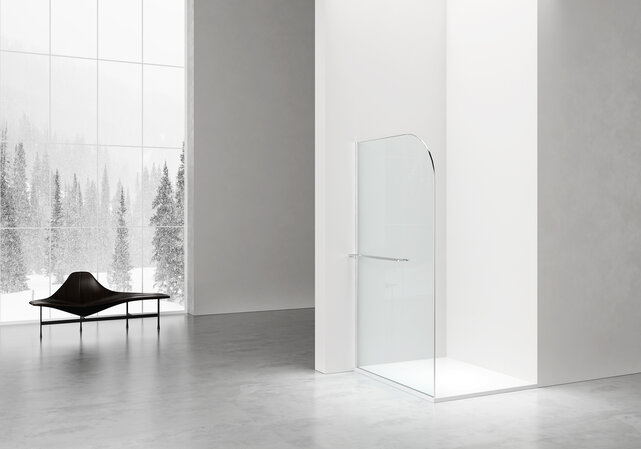 Inloopdouche Douchewand Curvy Chroom met rookglas 120cm 8mm veiligheidsglas met anti-kalk