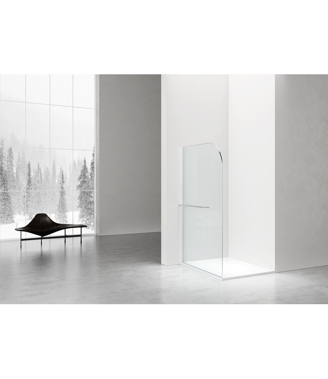 Inloopdouche Douchewand Curvy Chroom met rookglas 120cm 8mm veiligheidsglas met anti-kalk