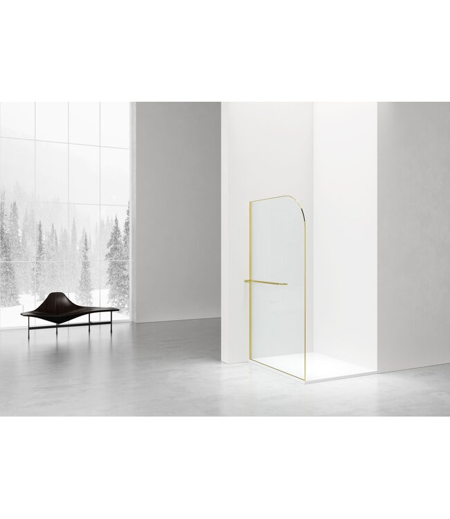 Inloopdouche Douchewand Curvy Geborsteld Goud met rookglas 120cm 8mm veiligheidsglas met anti-kalk