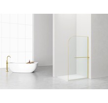 Inloopdouche Douchewand Curvy Geborsteld Goud met rookglas 120cm 8mm veiligheidsglas met anti-kalk