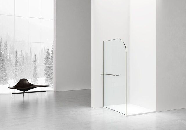 Inloopdouche Douchewand Curvy Gunmetal met rookglas 120cm 8mm veiligheidsglas met anti-kalk