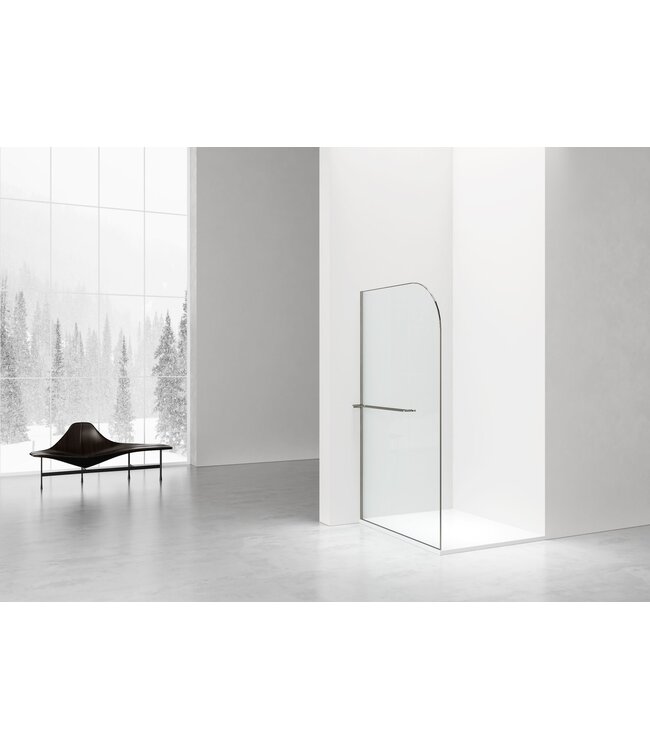 Inloopdouche Douchewand Curvy Gunmetal met rookglas 120cm 8mm veiligheidsglas met anti-kalk