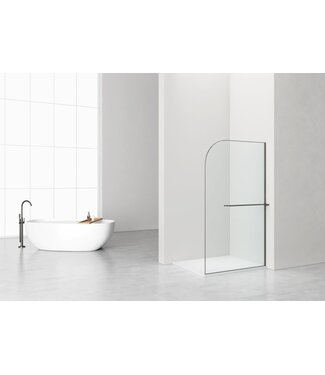 ALONI Inloopdouche Douchewand Curvy Gunmetal met rookglas 120cm 8mm veiligheidsglas met anti-kalk