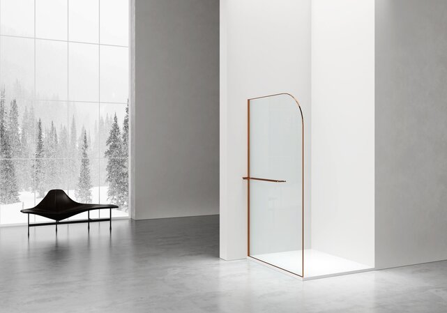 Inloopdouche Douchewand Curvy Geborsteld Koper met rookglas 120cm 8mm veiligheidsglas met anti-kalk