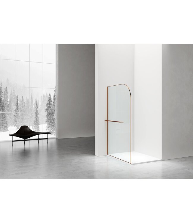 Inloopdouche Douchewand Curvy Geborsteld Koper met rookglas 120cm 8mm veiligheidsglas met anti-kalk