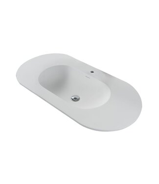 ALONI Wastafel Ovaal Begonia 120cm - Kunstmarmer wasbak met 1 kraangat