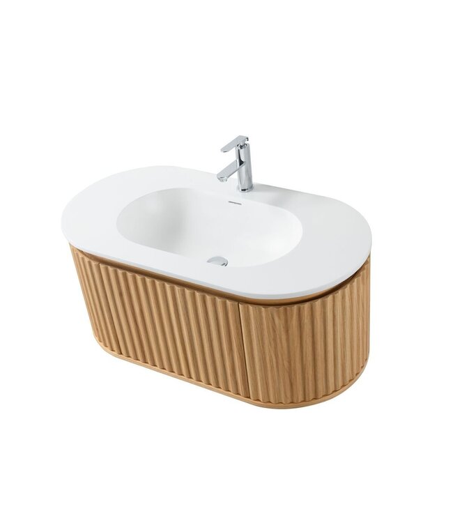 Wastafelonderkast Begonia Curve 120cm Naturel Eiken
