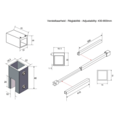 Stabilisatiestang Verstelbare Plafondsteun Chroom (43-80 cm)