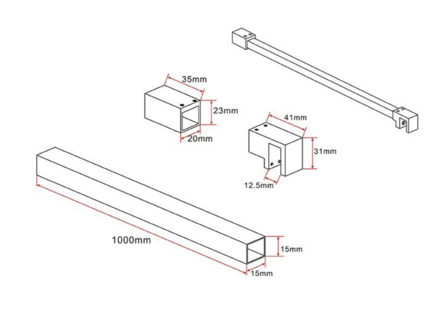 Stabilisatiestang Douchewand Inkortbaar 100cm – Geborsteld Goud
