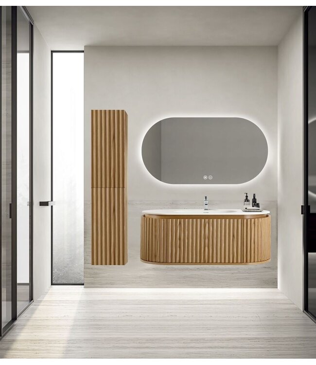 Wastafel Ovaal Begonia 120cm - Kunstmarmer wasbak zonder kraangat