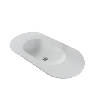 ALONI Wastafel Begonia 100cm Ovaal - Kunstmarmer wasbak zonder kraangat