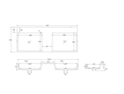 Wastafel Wonda Square 120cm - Kunstmarmer Dubbele wasbak - zonder kraangaten