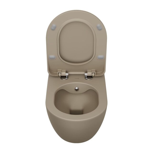 Creavit Freedom Randloos Hangtoilet Mat Cappuccino met Bidet 51x35,5x29 cm incl. Softclose WC-bril FE322