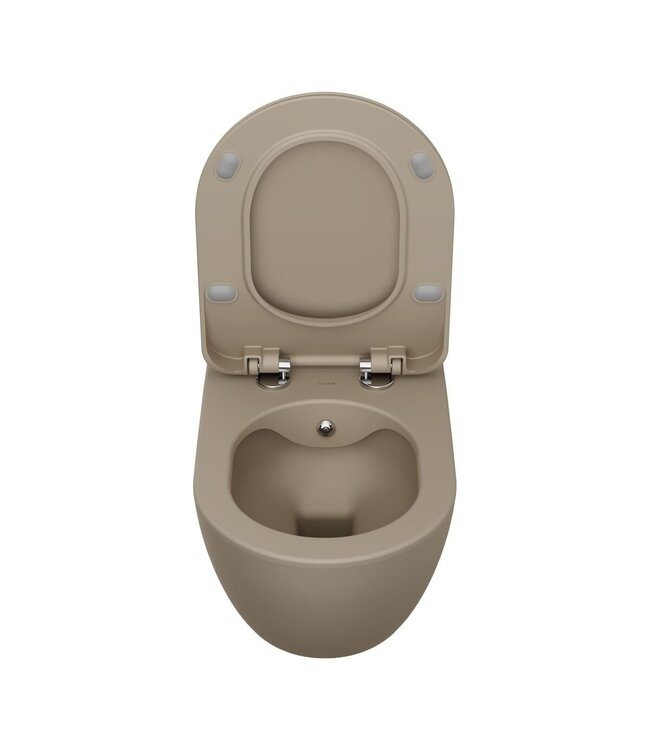 Creavit Freedom Randloos Hangtoilet Mat Cappuccino met Bidet 51x35,5x29 cm incl. Softclose WC-bril FE322