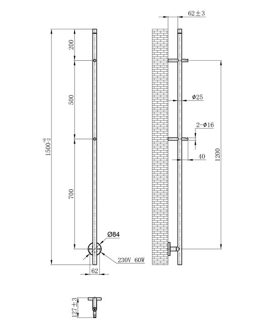 Elektrische Staaf Handdoekradiator Callista Geborsteld Messing 60 Watt
