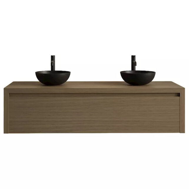 Gliss Design Ares Wastafelonderkast met topblad Corn Silk 140x45x35 cm 2 lades greeploos