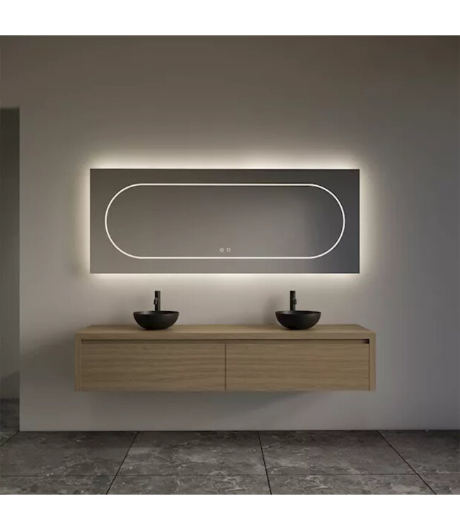 Gliss Design Ares Wastafelonderkast met topblad Corn Silk 180x45x35 cm 2 lades greeploos