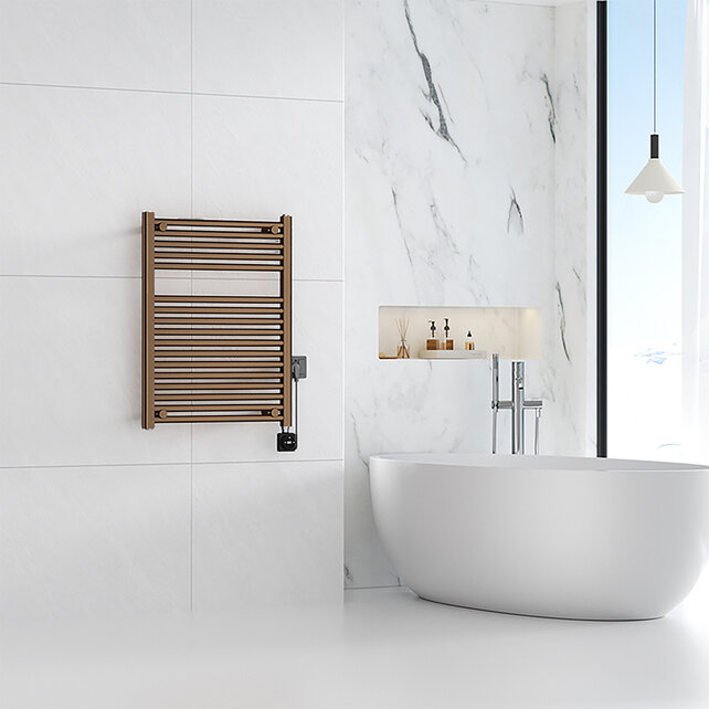 Elektrische Radiator Elara Smart WiFi - 76x60 cm - 400W - Geborsteld Brons koper PVD