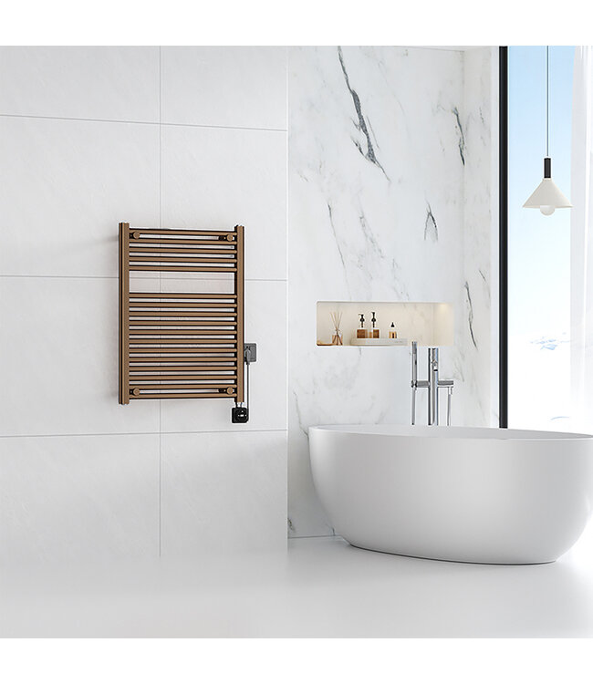 Elektrische Radiator Elara Smart WiFi - 76x60 cm - 400W - Geborsteld Brons koper PVD