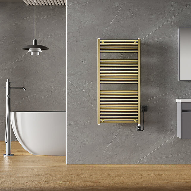 Elektrische Radiator Elara Smart WiFi - 118x60 cm - 700W - Geborsteld Messing PVD