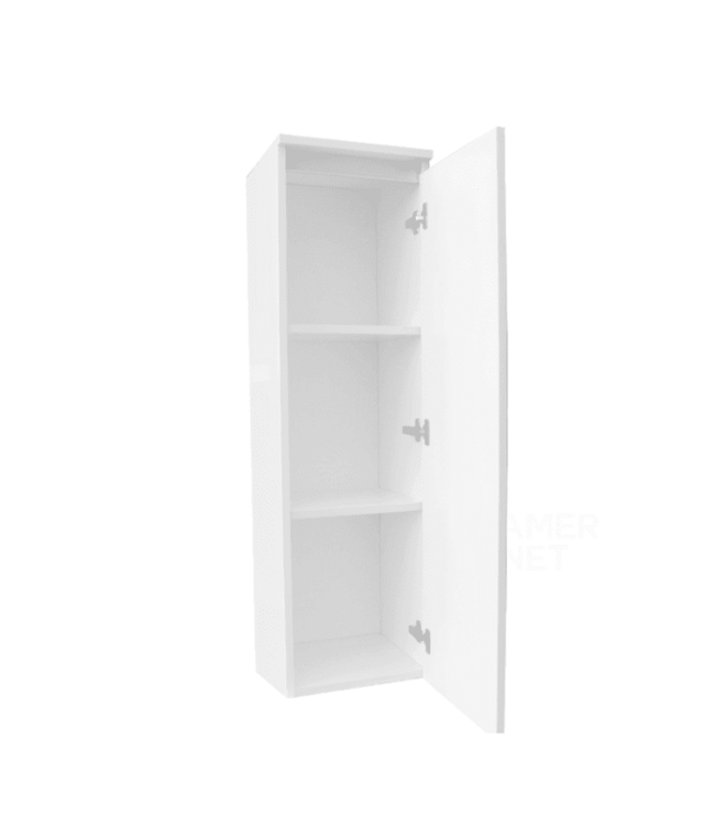 SaniPro Trendline Greeploos Kolomkast Halfhoog Glans Wit 120x35x35cm met greeplijst aluminium