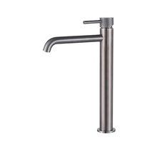 Wastafelkraan Slimline Hoog – Gunmetal met Geribbelde Knop