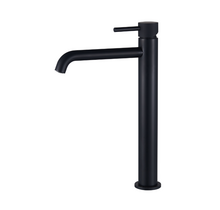 Wastafelkraan Slimline Hoog – Mat Zwart met Geribbelde Knop