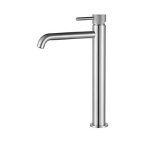 Wastafelkraan Slimline Hoog – RVS met Geribbelde Knop