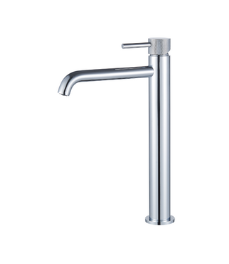 SANI-SUPPLY Wastafelkraan Slimline Hoog – Chroom met geribbeld knop