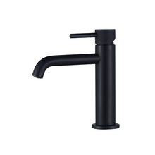 Wastafelkraan Slimline Laag – Mat Zwart met geribbeld knop