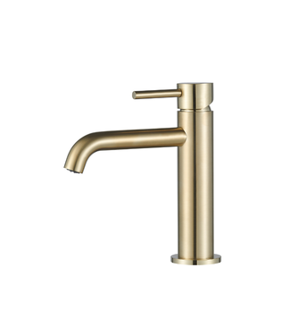SANI-SUPPLY Wastafelkraan Slimline Laag – Geborsteld Goud