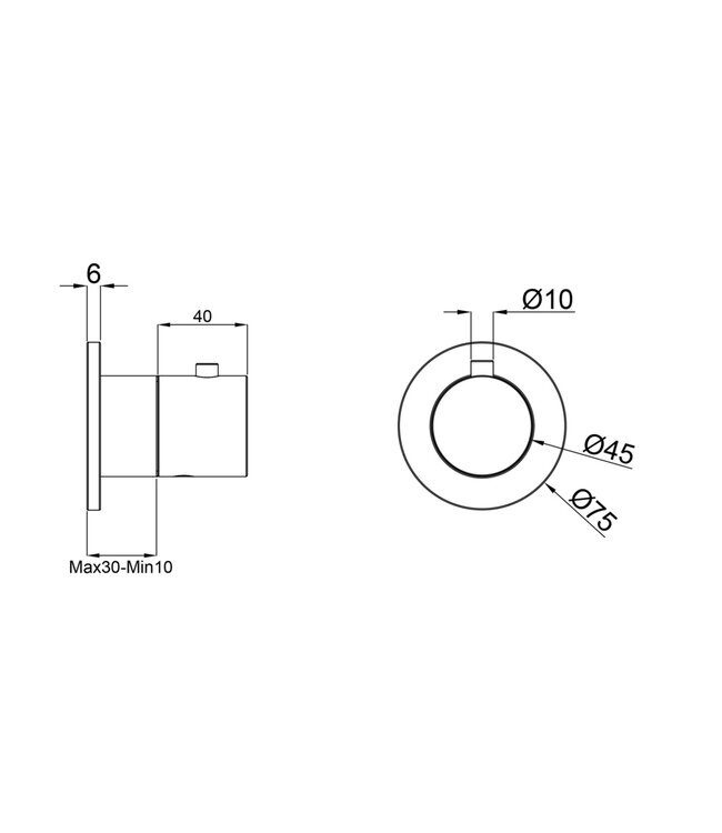 Afbouwdeel Stopkraan Wiesbaden Caral  - Geborsteld Staal PVD