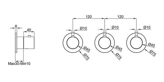 Afbouwdeel Wiesbaden Caral Thermostaat | Brons Koper PVD | 2 Stopkranen