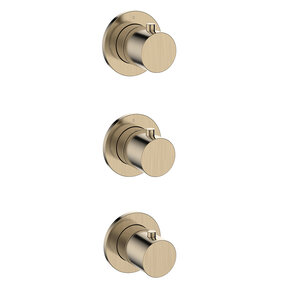 Afbouwdeel Wiesbaden Caral Thermostaat | Geborsteld Messing | 2 Stopkranen