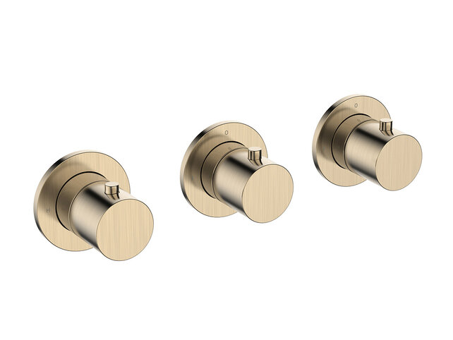 Afbouwdeel Wiesbaden Caral Thermostaat | Geborsteld Messing | 2 Stopkranen