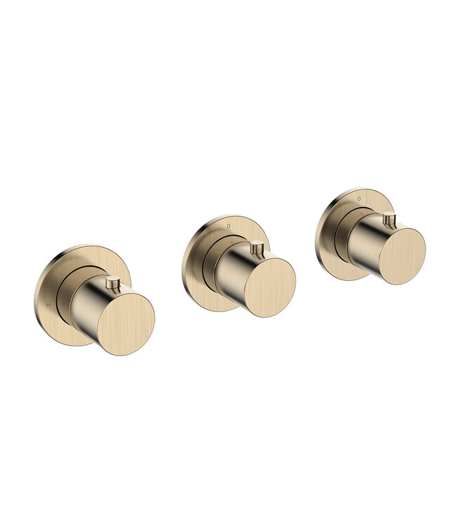 Wiesbaden Afbouwdeel Wiesbaden Caral Thermostaat | Geborsteld Messing | 2 Stopkranen