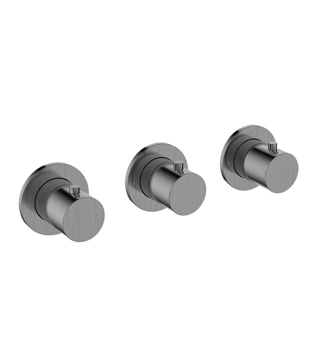 Wiesbaden Afbouwdeel Wiesbaden Caral Thermostaat | Gunmetal | 2 Stopkranen