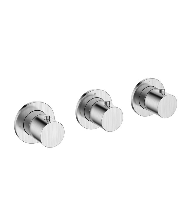 Wiesbaden Afbouwdeel Wiesbaden Caral Thermostaat | Geborsteld Staal | 2 Stopkranen