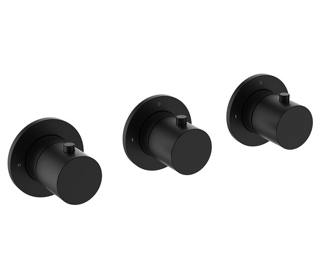 Afbouwdeel Wiesbaden Caral Thermostaat | Mat Zwart | 2 Stopkranen