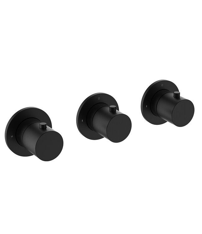 Wiesbaden Afbouwdeel Wiesbaden Caral Thermostaat | Mat Zwart | 2 Stopkranen