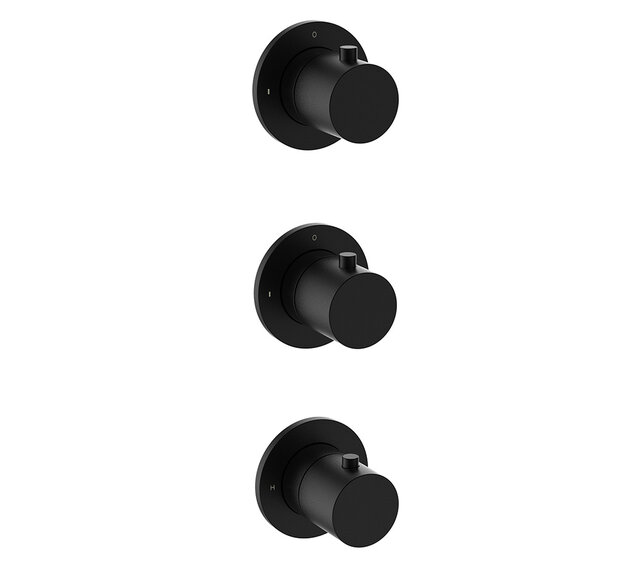 Afbouwdeel Wiesbaden Caral Thermostaat | Mat Zwart | 2 Stopkranen