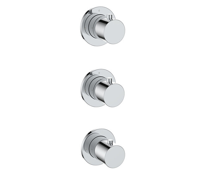 Afbouwdeel Wiesbaden Caral Thermostaat | Chroom | 2 Stopkranen