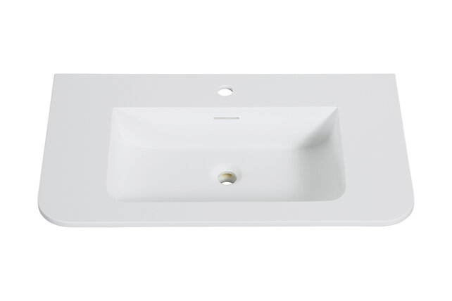 Wastafel Laro 80x48cm Mat Wit met kraangat - Solid Surface