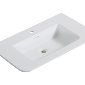 Wastafel Laro 80x48cm Mat Wit met kraangat - Solid Surface