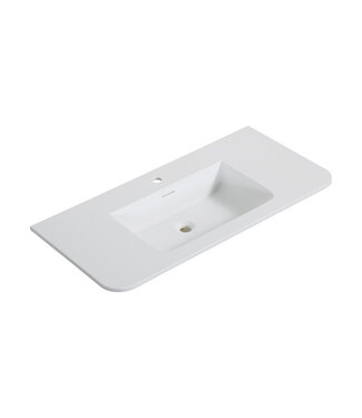 Wiesbaden Wastafel Laro 100x48cm Mat Wit met kraangat - Solid Surface